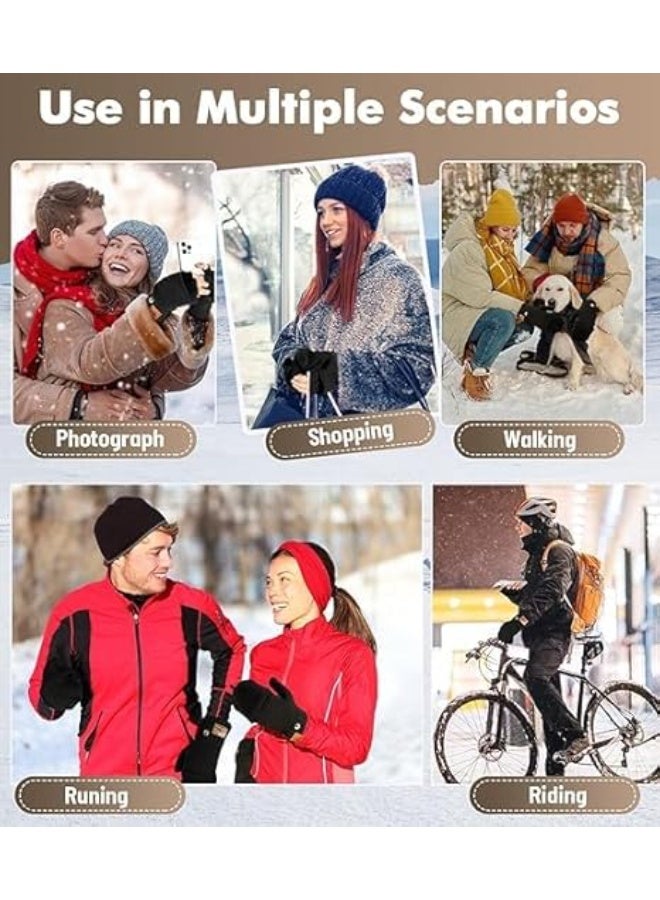 CLENEA 1 Pair Winter Fingerless Gloves for Men and Women, Wool Mittens with Flip, Warm Half Finger Knitted Gloves, Soft and Comfortable, Touchscreen Friendly, for Cold Weather - Image 5
